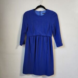 Zara Basic Mini Dress Pockets‎ 3/4 Sleeve Cobalt Blue Career XS